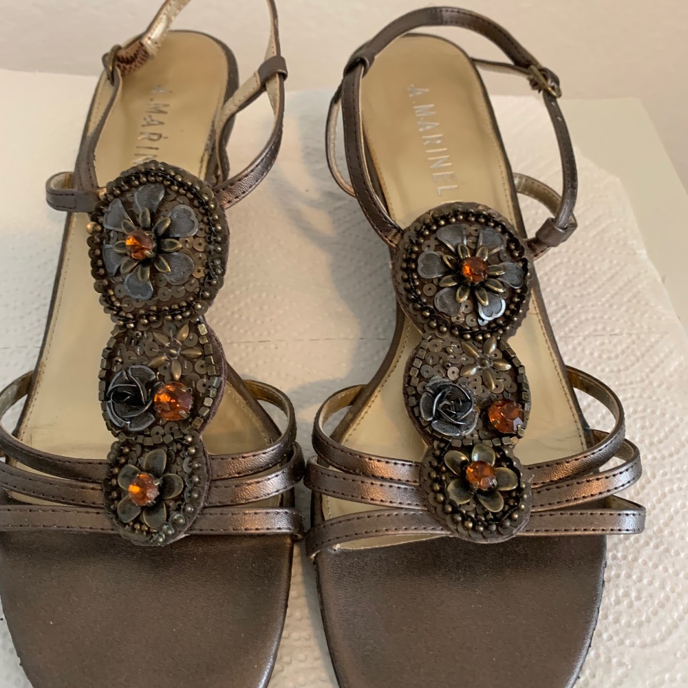 Bronze embellished sandals